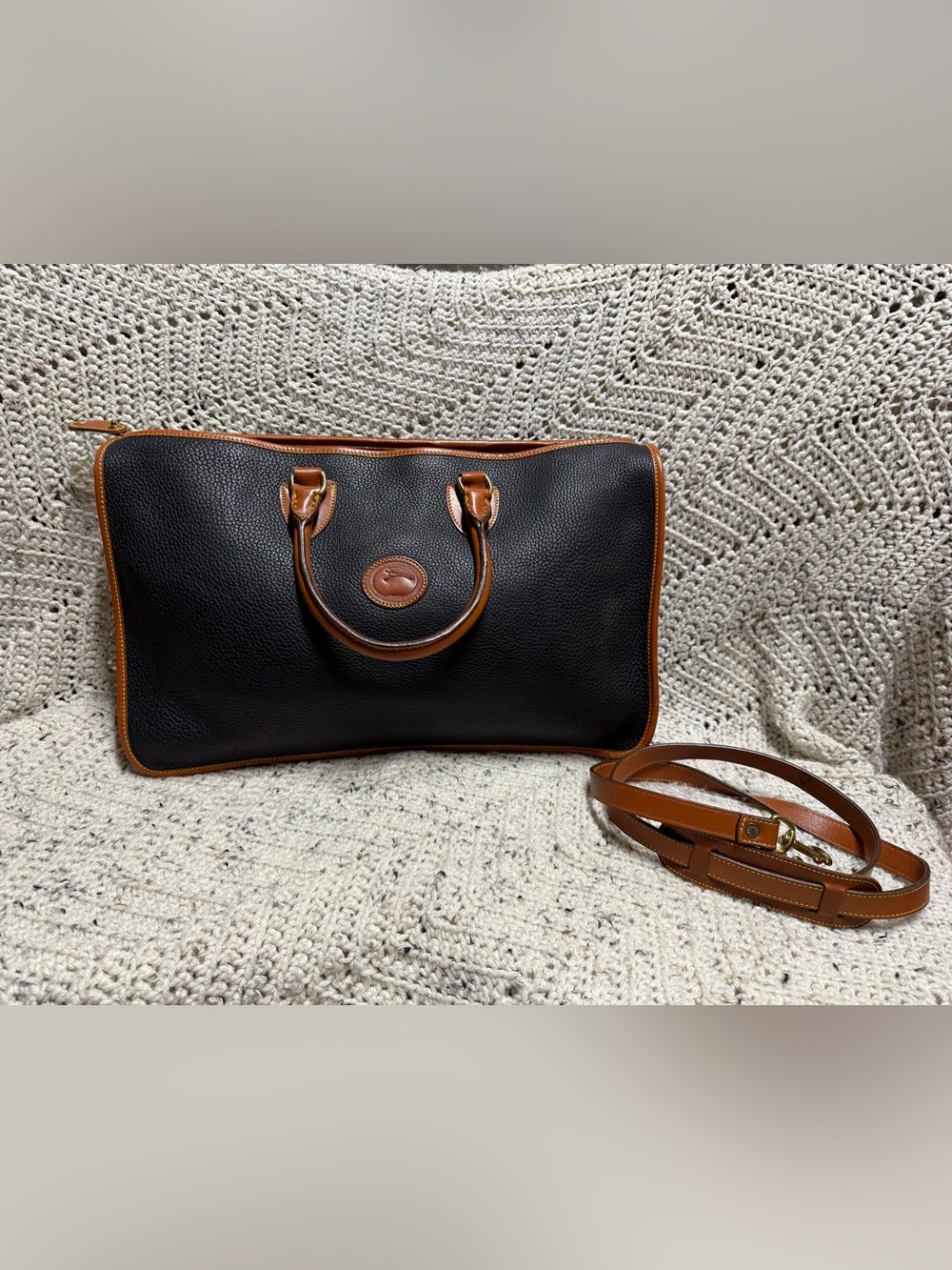 Vintage Dooney & Bourke Black Portfolio Brief Crossbody
